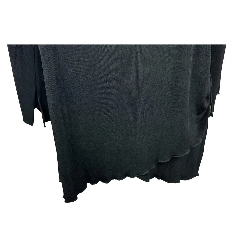 by Chico's Black Pullover Top Sz 1/Medium Asymmetric Hem & Sleeves Rayon/Spandex - Picture 7 of 8